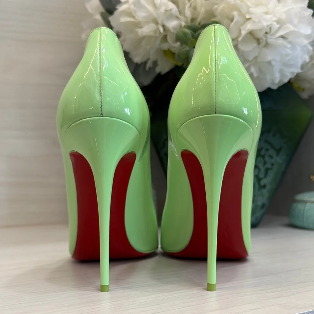NWT Christian Louboutin Lime Green Scalloped Heels (Size 41 / US 11) - Picture 10 of 10
